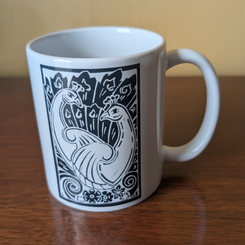 The Watchers  - Charles' Peacocks Mug By Joya Marie NW Artist 11oz